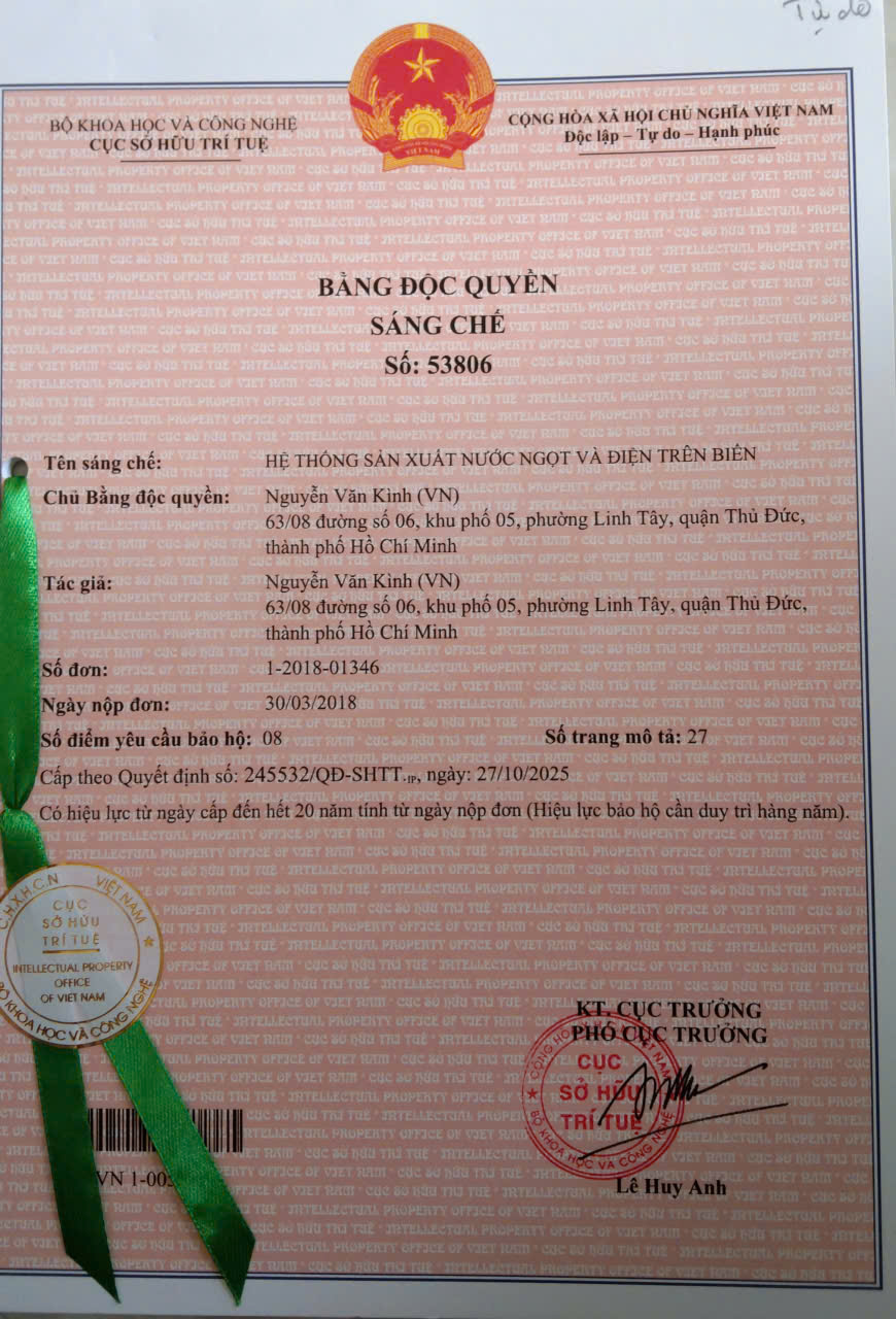 Hệ thống sản xuất nước ngọt và điện trên biển
